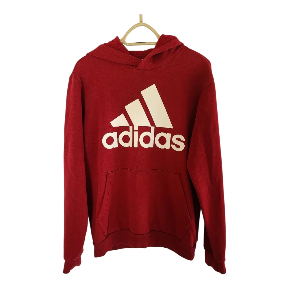 Adidas Red White Logo Pullover Hoodie Size S